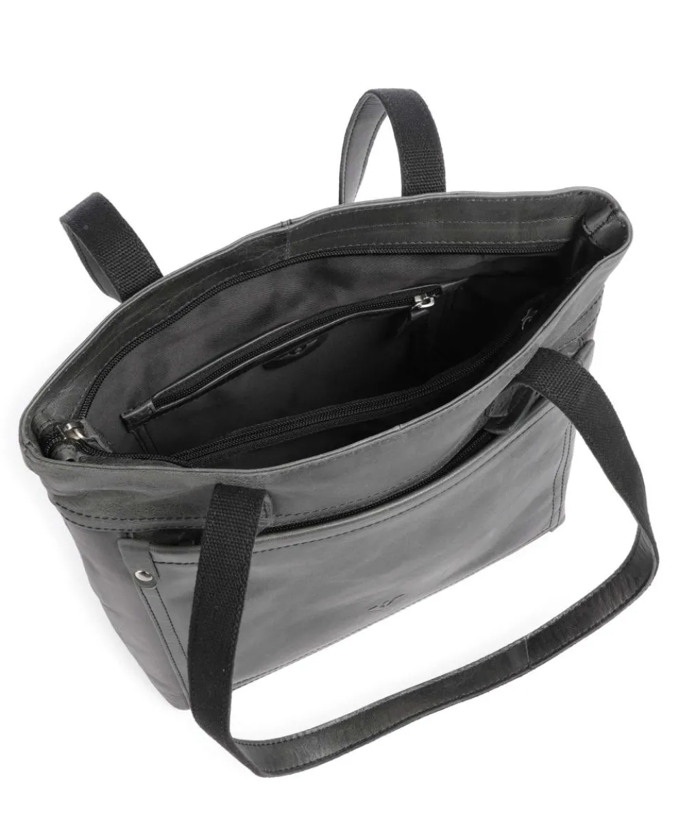 City Cowboy poly Schultertasche fein genarbtes Leder anthrazit