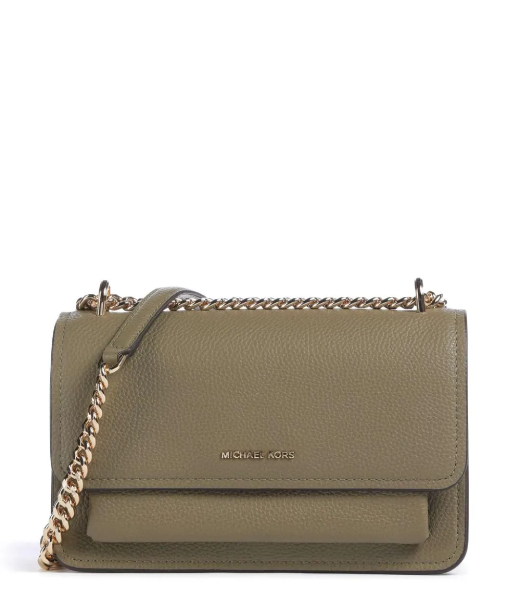 Claire Large Schultertasche genarbtes Rindsleder khaki