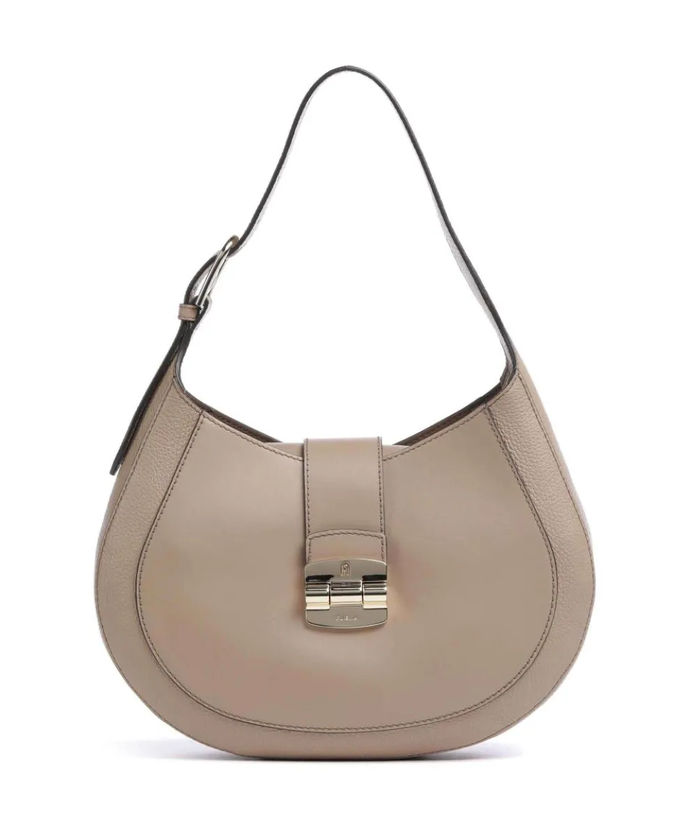 Club 2 M Beuteltasche genarbtes Leder taupe