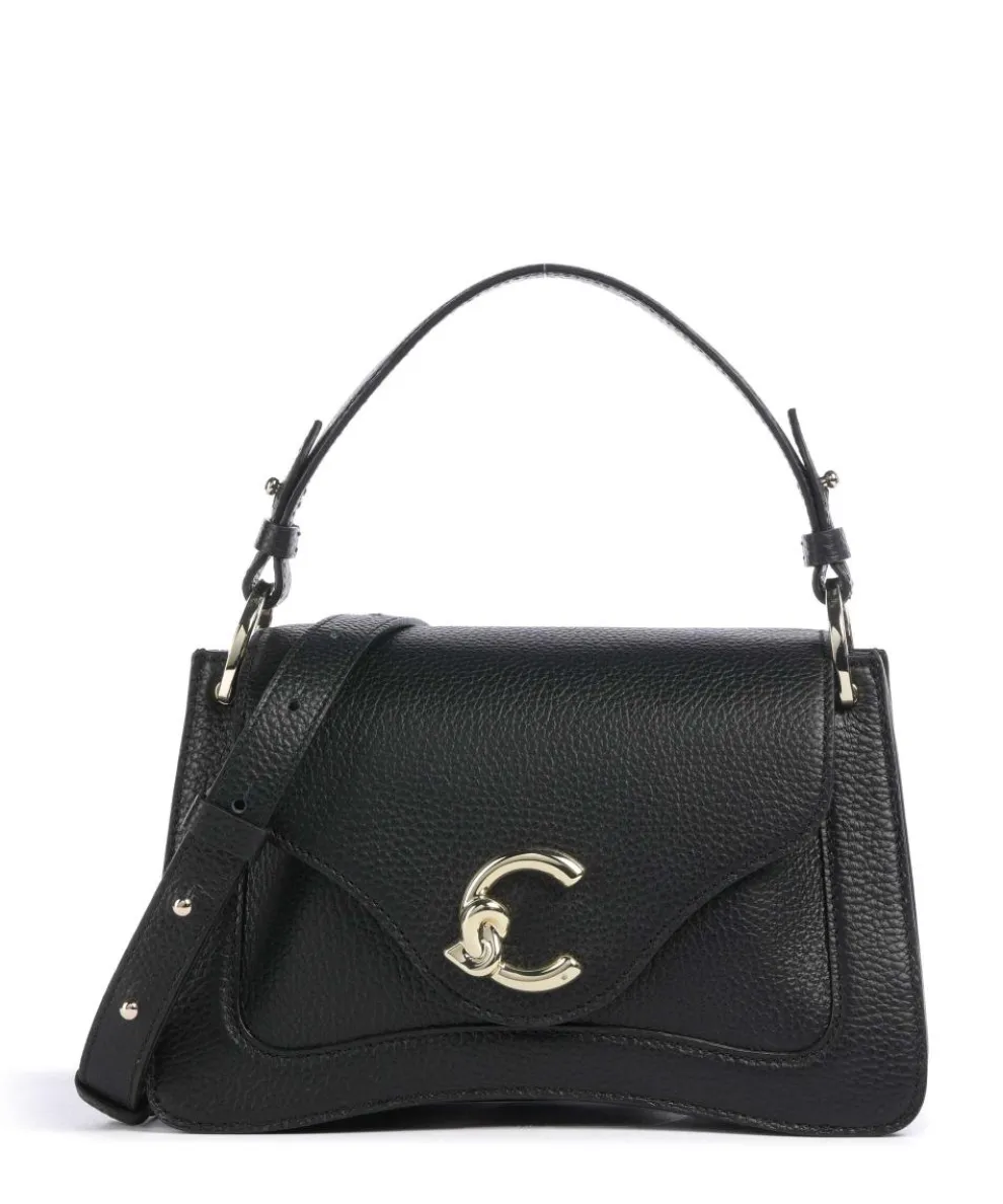 C-Me Handtasche genarbtes Leder schwarz