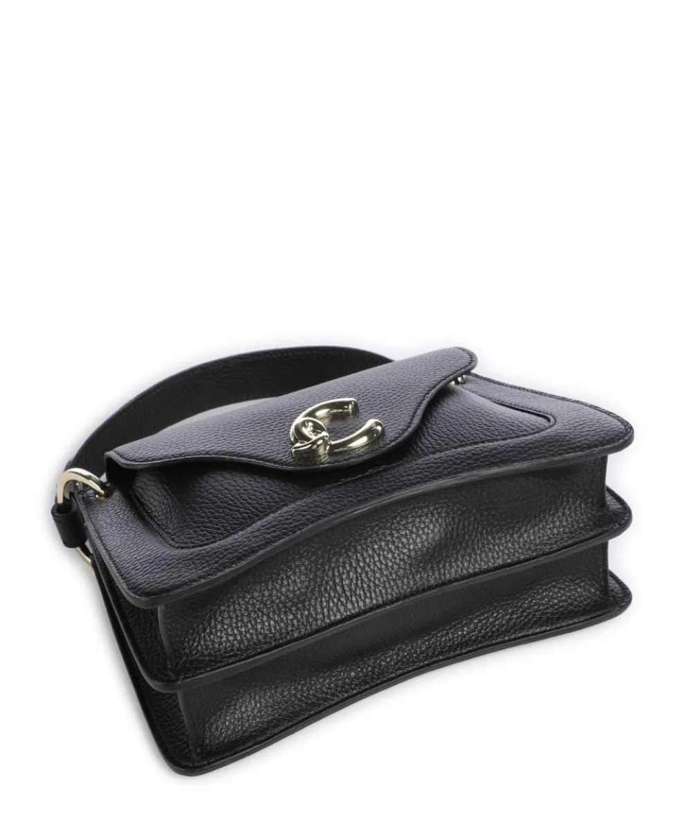 C-Me Handtasche genarbtes Leder schwarz