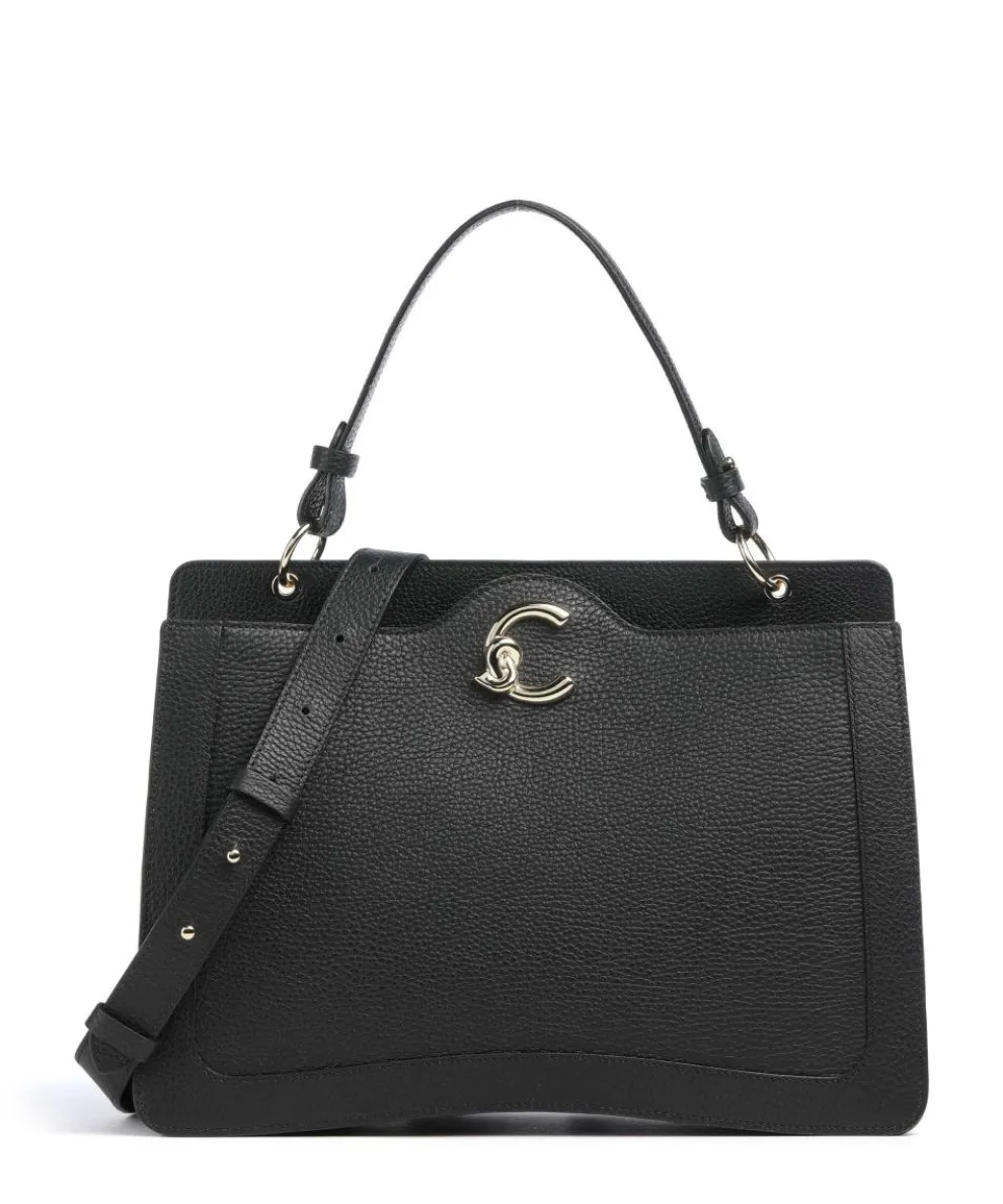 C-Me Handtasche genarbtes Rindsleder schwarz