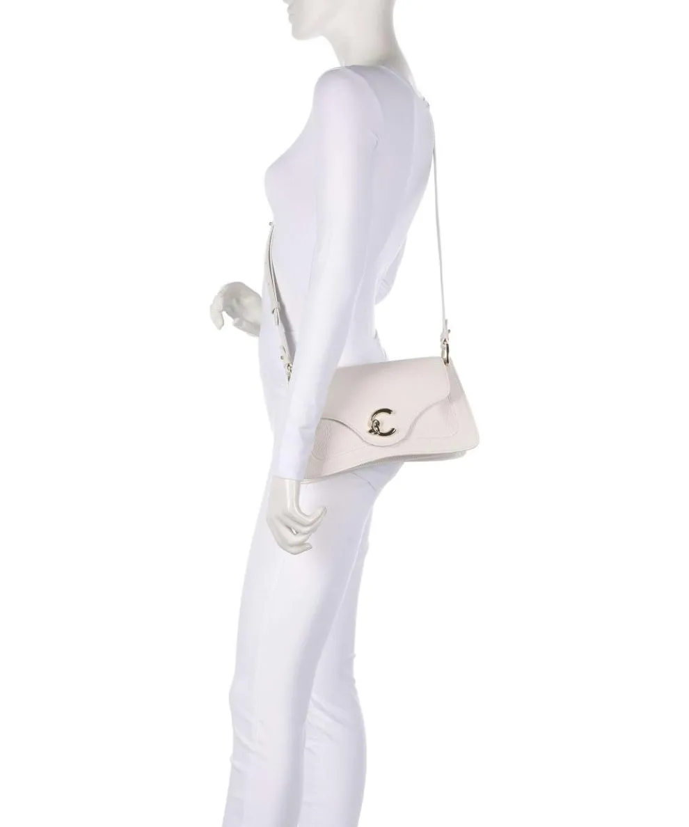 C-Me Schultertasche genarbtes Leder weiß