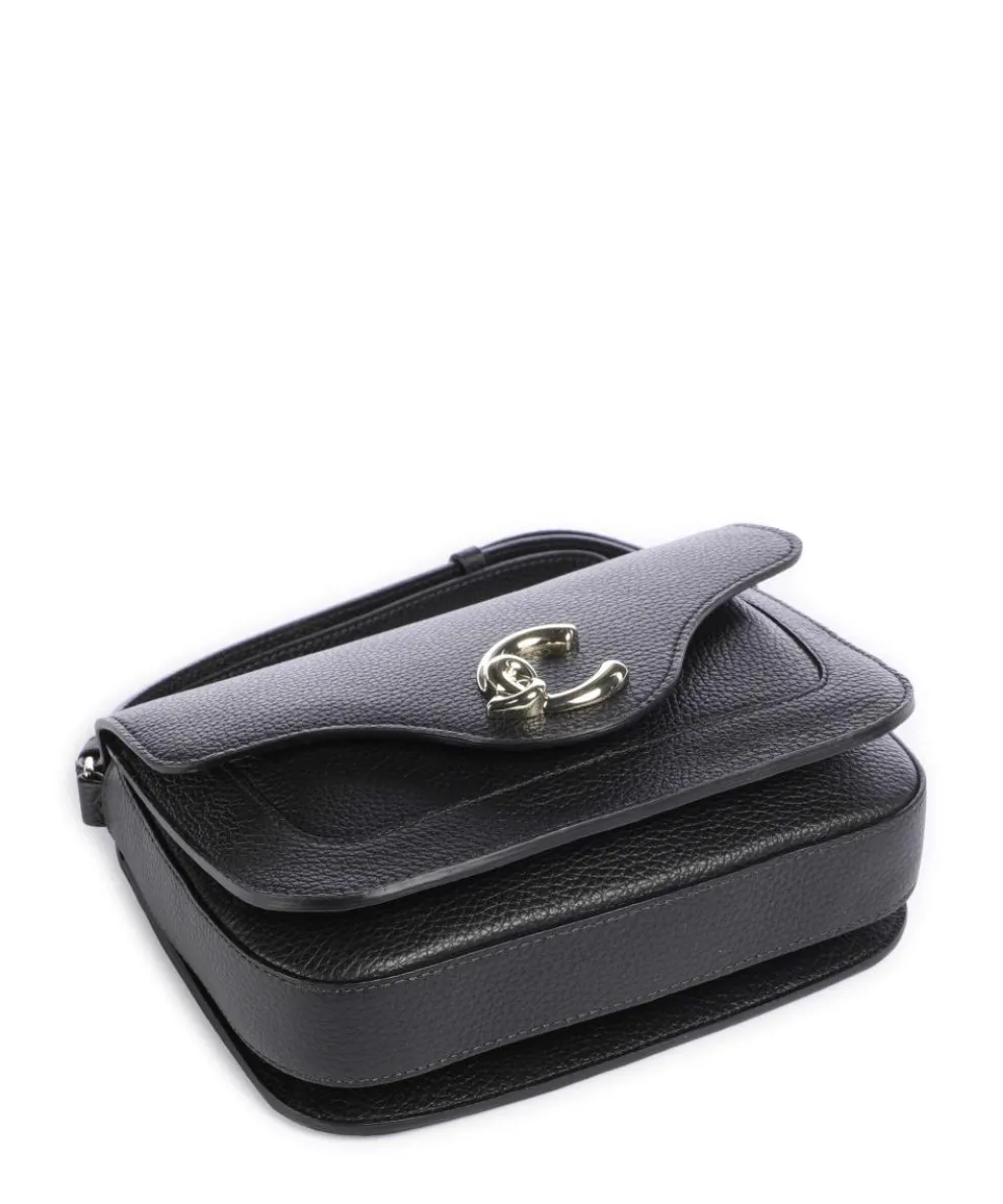 C-Me Umhängetasche genarbtes Leder schwarz