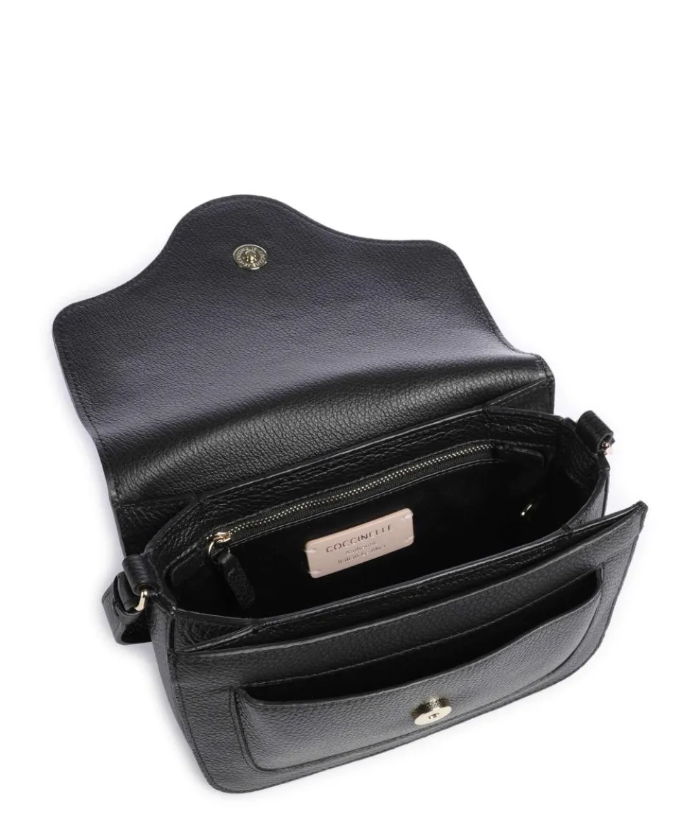 C-Me Umhängetasche genarbtes Leder schwarz