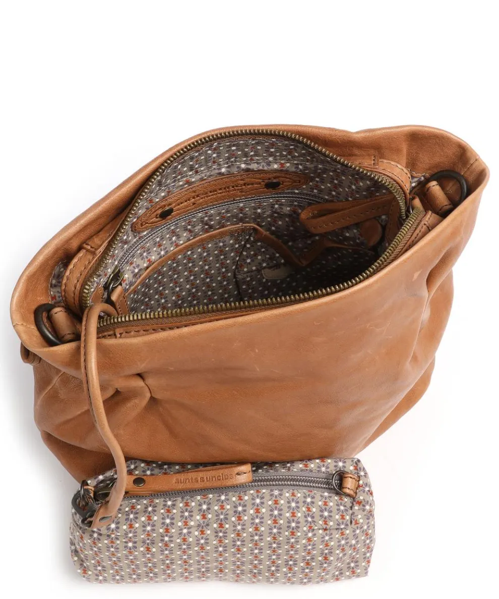 Coffee Klatsch Robin Umhängetasche fein genarbtes Leder hellbraun