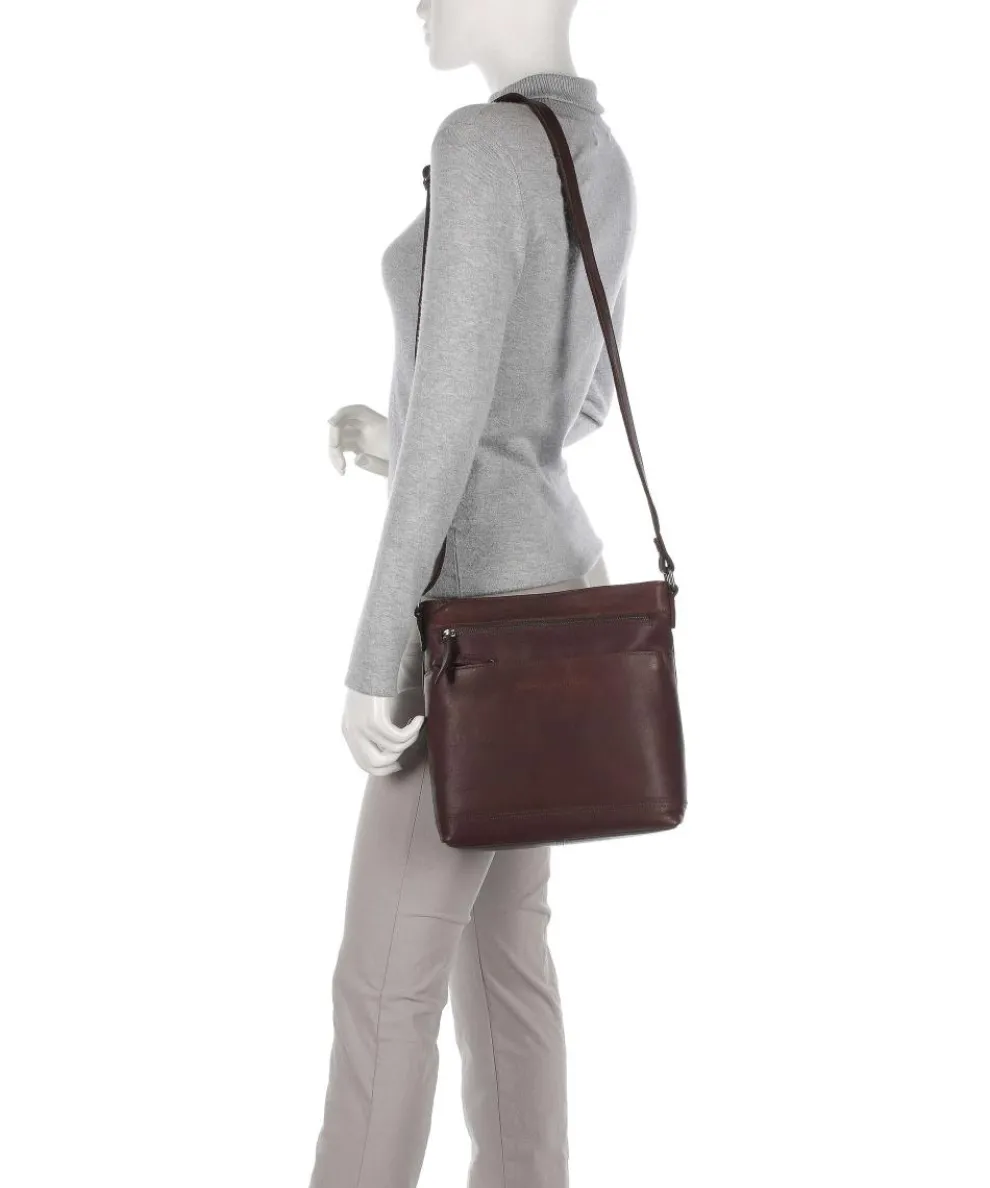 Cow Wax Pull Up Almeria Umhängetasche Pull-Up Rindsleder dunkelbraun