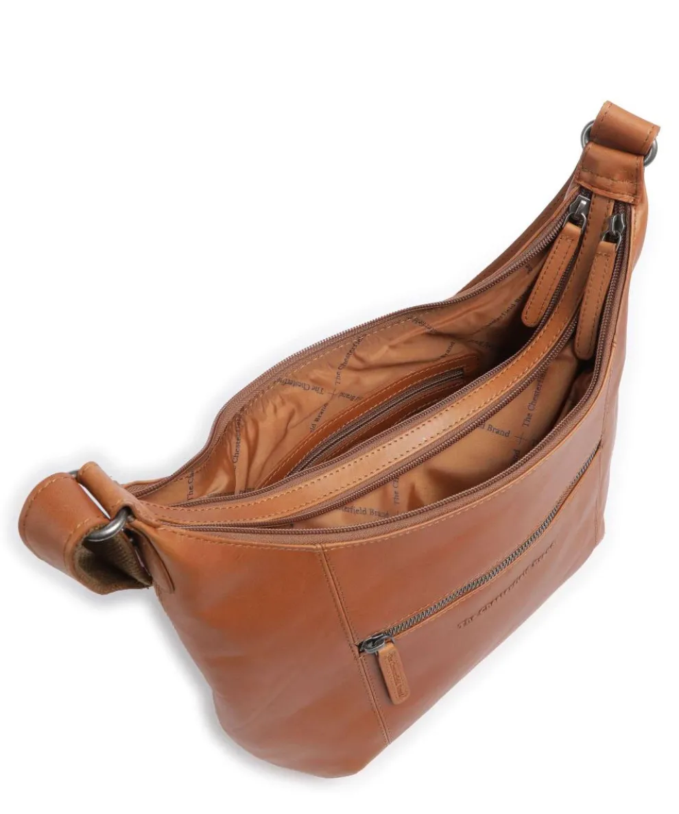 Cow Wax Pull Up Arlette Beuteltasche fein genarbtes Leder cognac