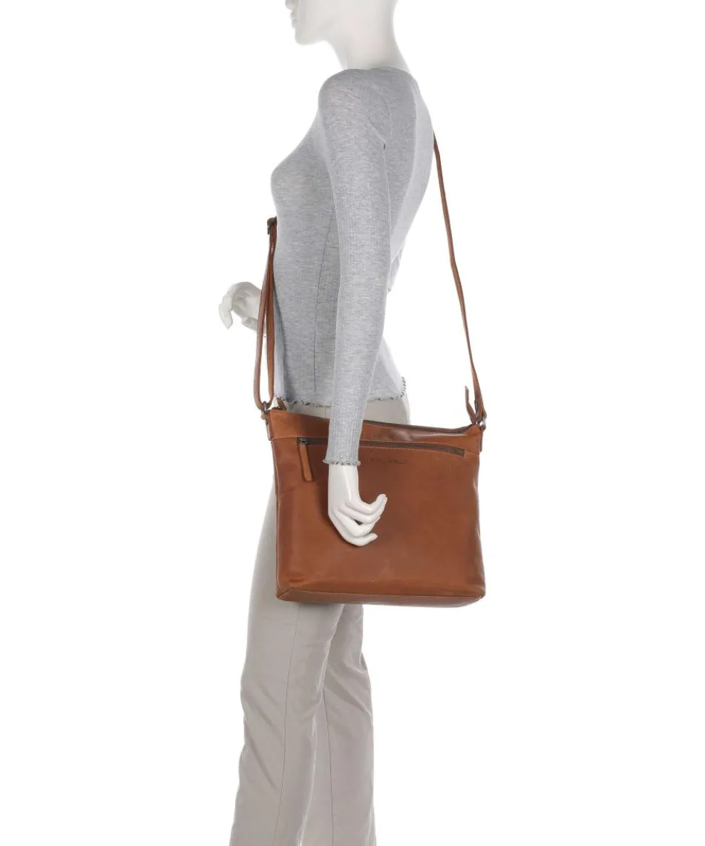 Cow Wax Pull Up Cartagena Umhängetasche Rindsleder cognac