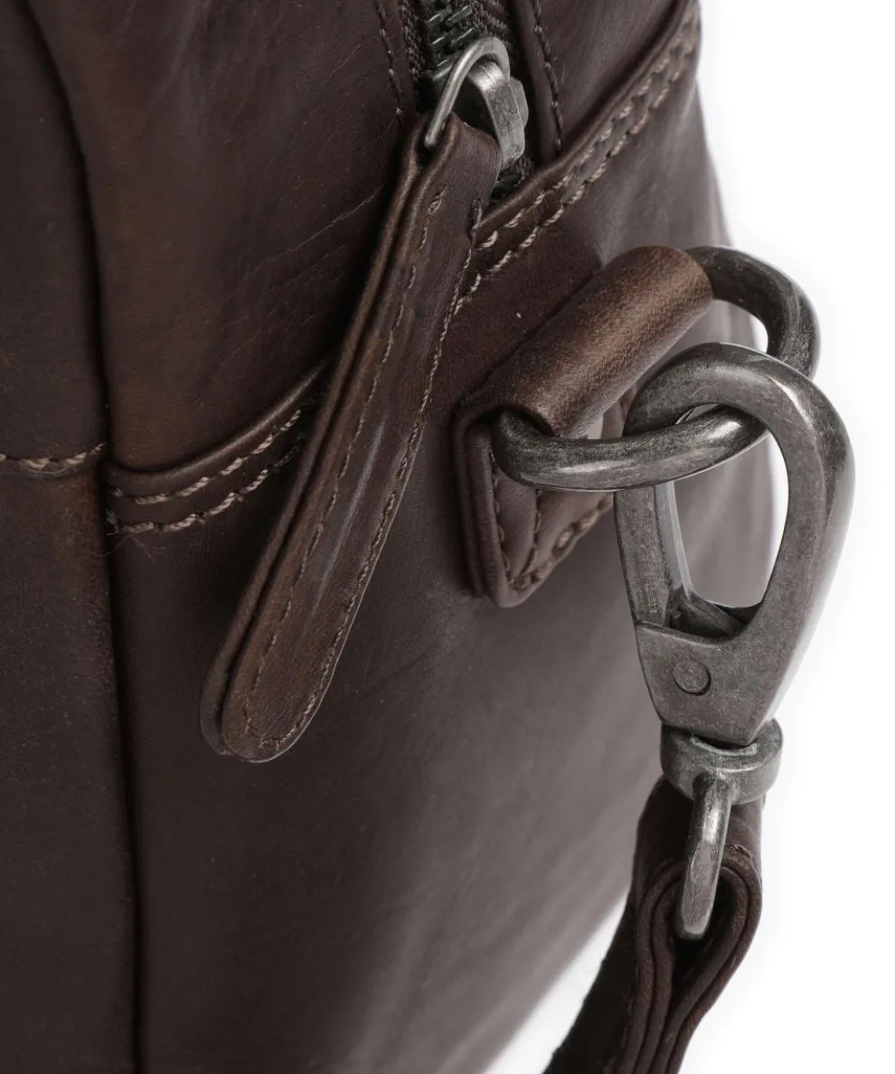 Cow Wax Pull Up Dover Handtasche fein genarbtes Leder dunkelbraun