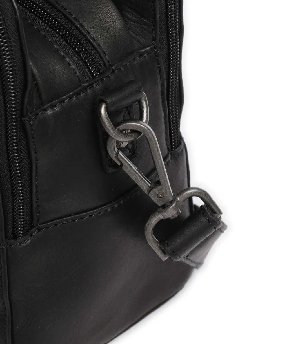 Cow Wax Pull Up Ezra Handtasche Rindsleder schwarz