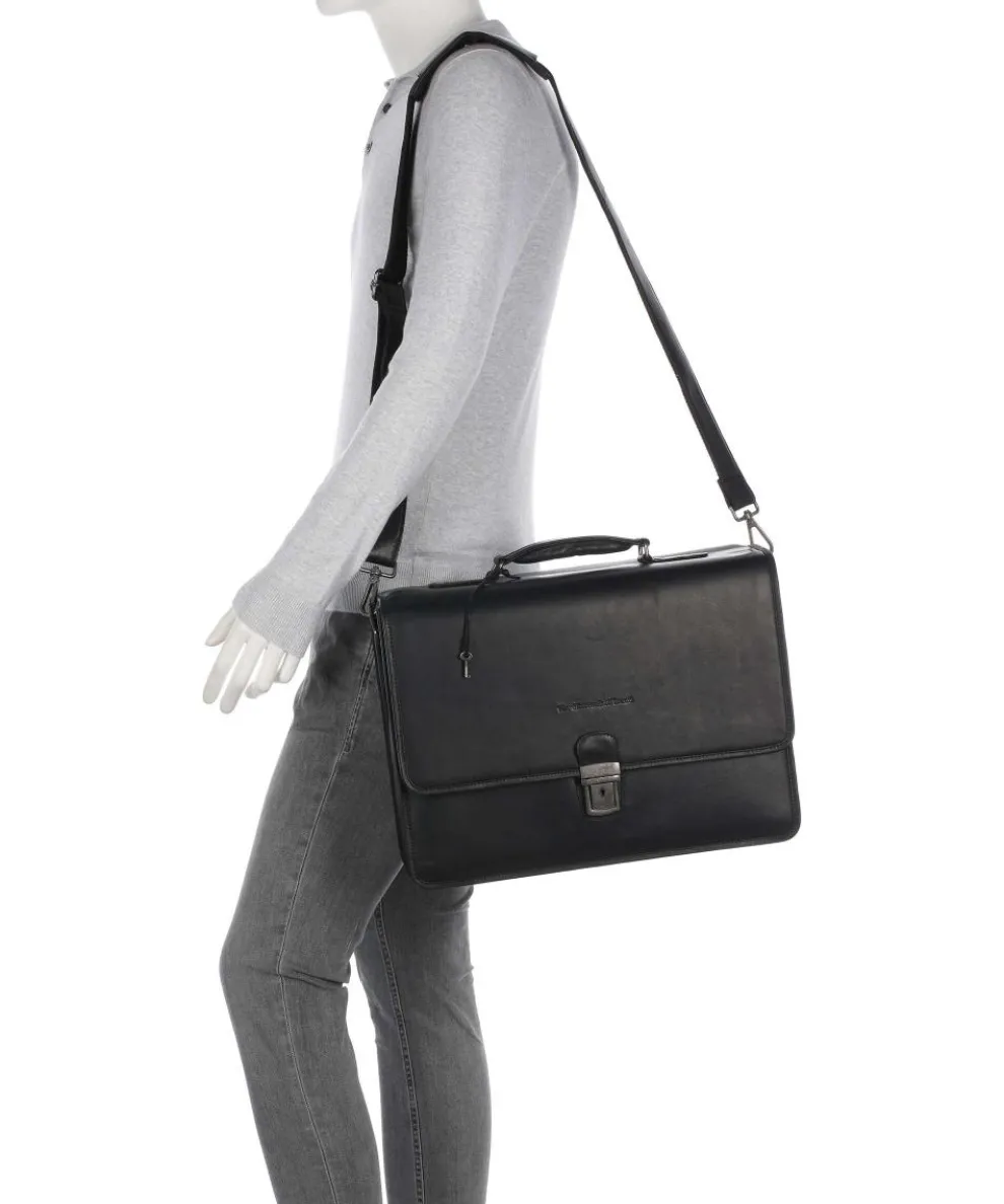 Cow Wax Pull Up Glenwood Aktentasche 17″ Rindsleder schwarz