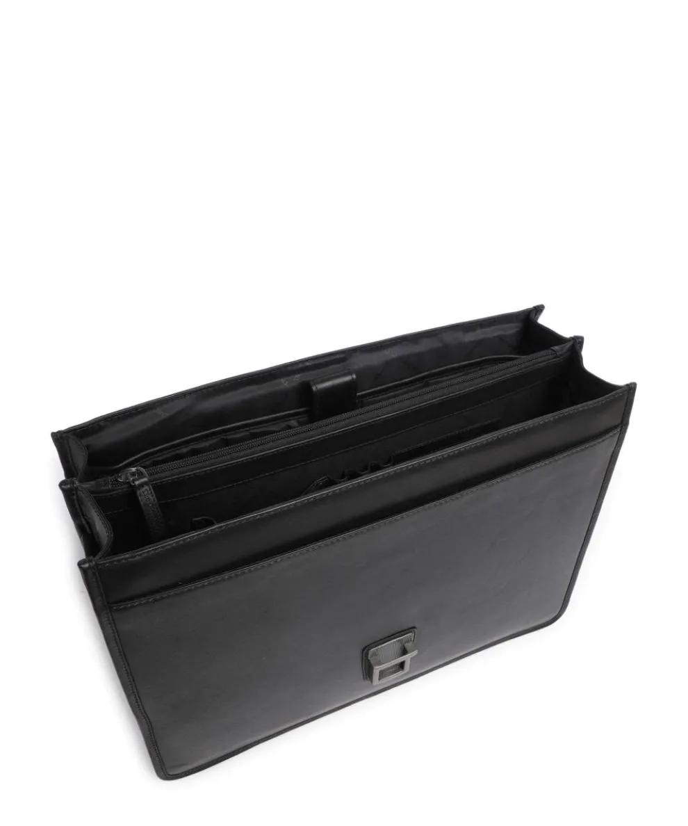 Cow Wax Pull Up Glenwood Aktentasche 17″ Rindsleder schwarz