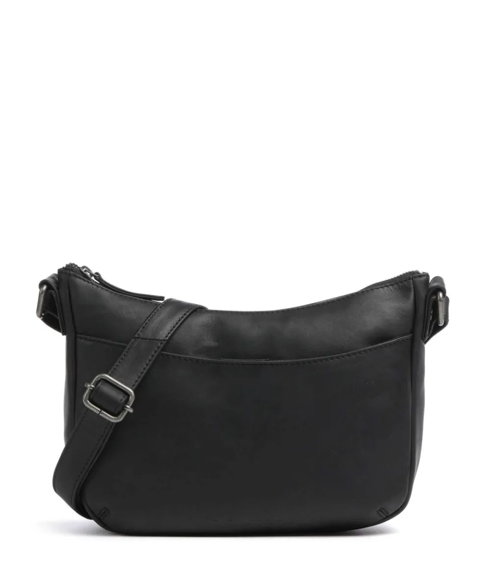 Cow Wax Pull Up Henderson Umhängetasche fein genarbtes Leder schwarz