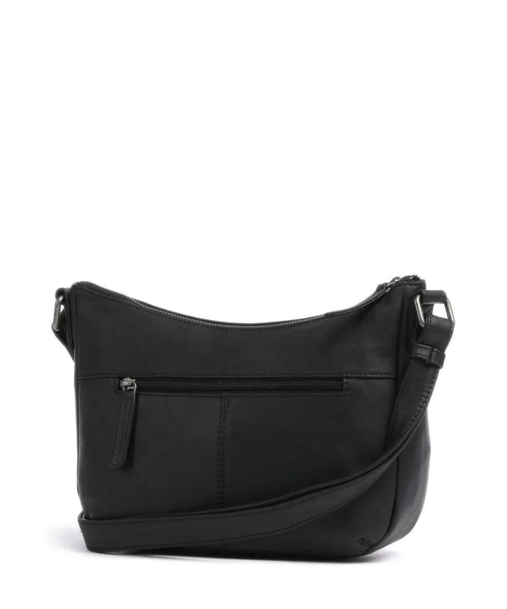 Cow Wax Pull Up Henderson Umhängetasche fein genarbtes Leder schwarz