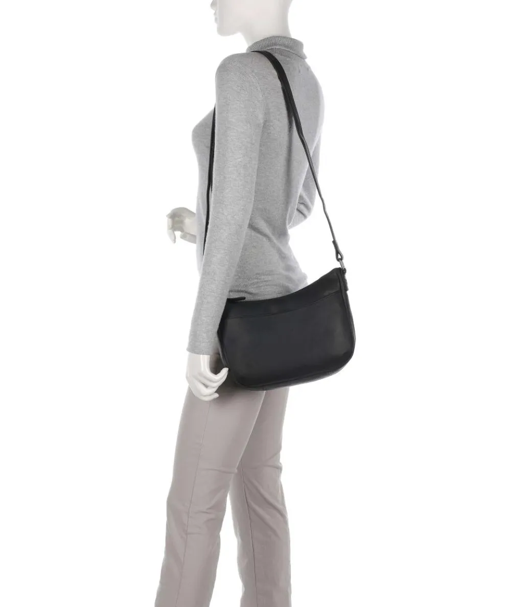 Cow Wax Pull Up Henderson Umhängetasche fein genarbtes Leder schwarz