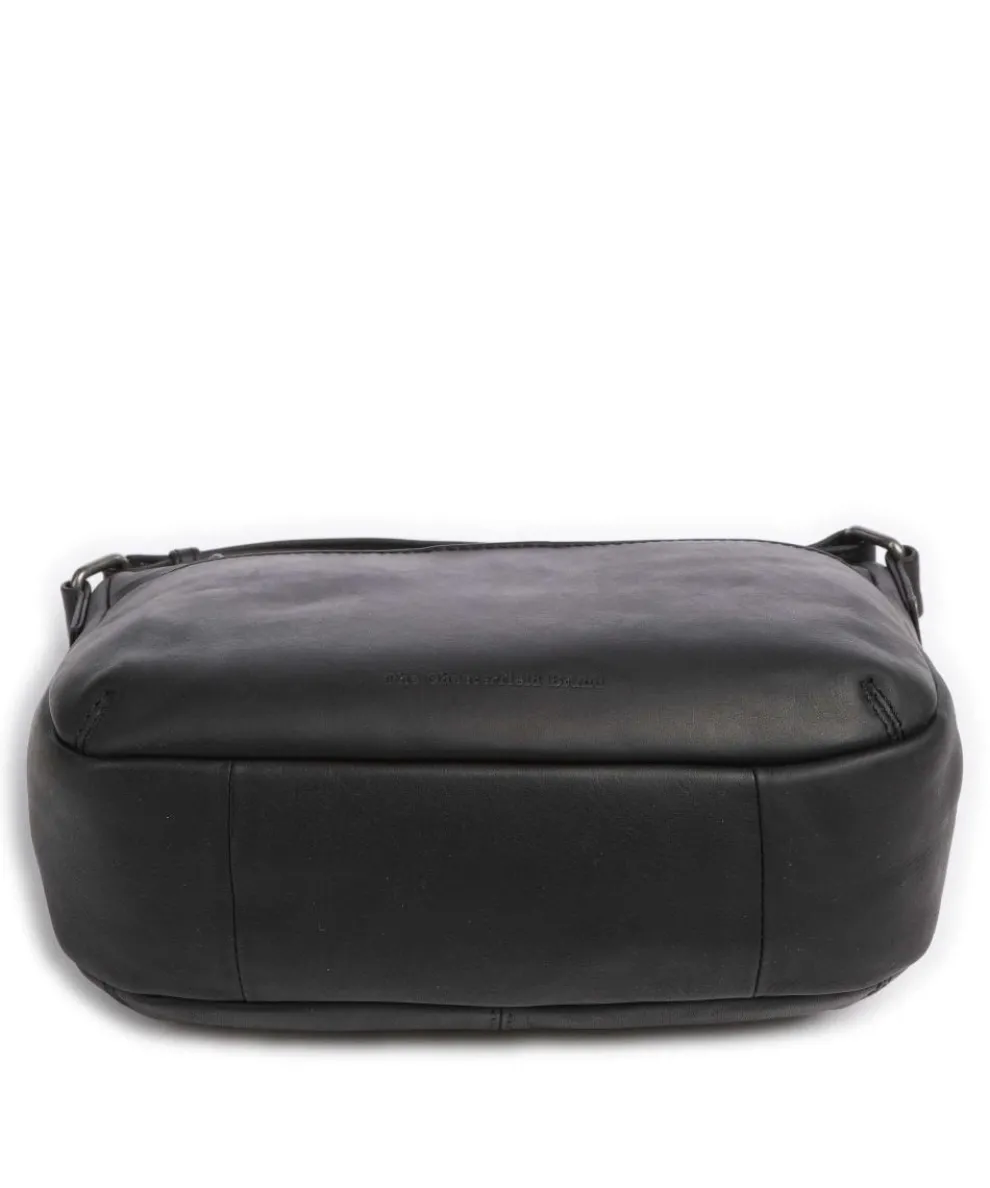 Cow Wax Pull Up Henderson Umhängetasche fein genarbtes Leder schwarz