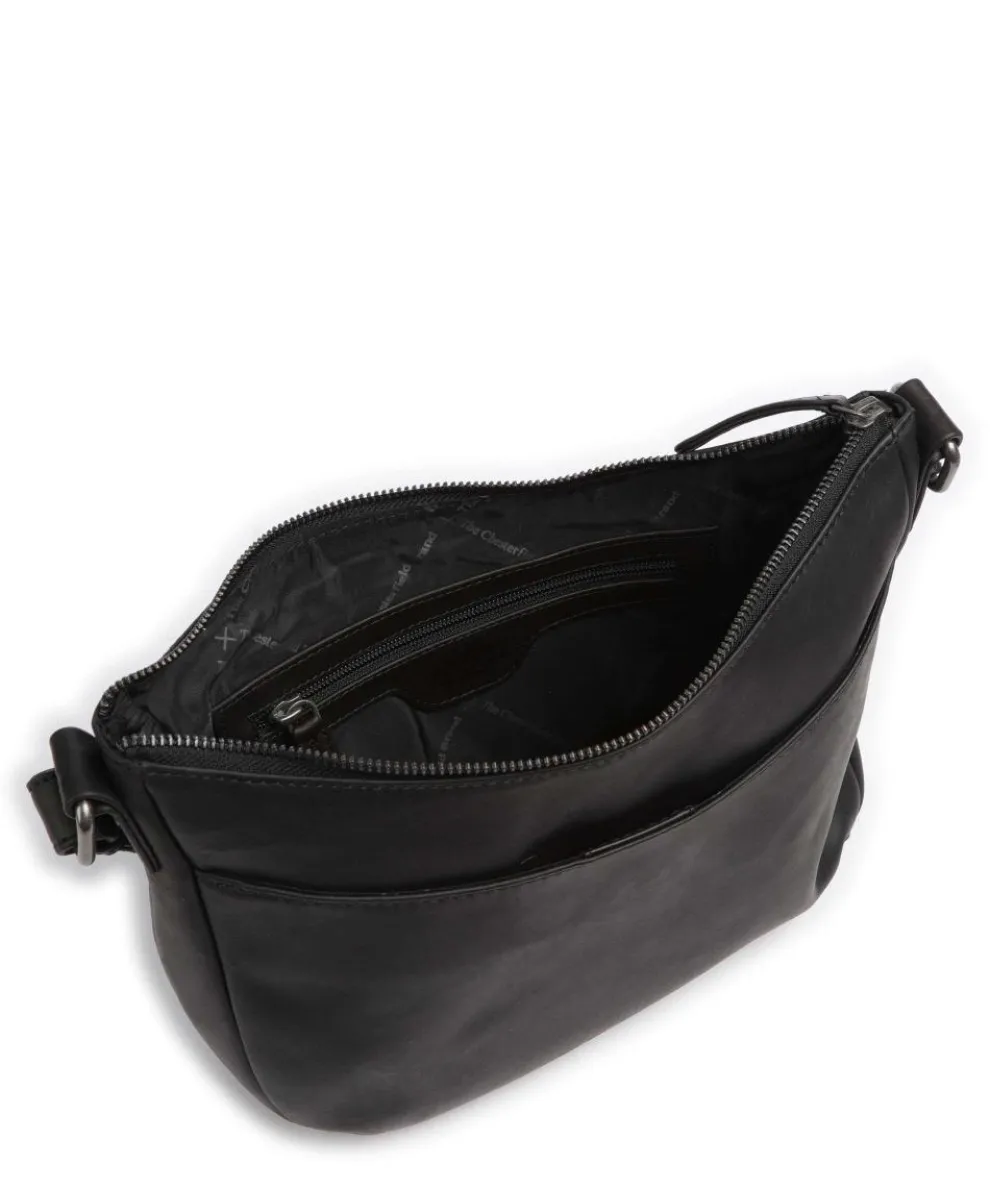 Cow Wax Pull Up Henderson Umhängetasche fein genarbtes Leder schwarz