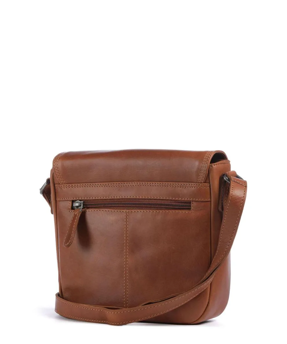 Cow Wax Pull Up Lucian Umhängetasche Rindsleder cognac