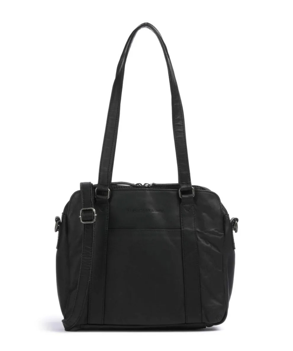 Cow Wax Pull Up Porlezza Schultertasche 10″ Pull-Up Rindsleder schwarz