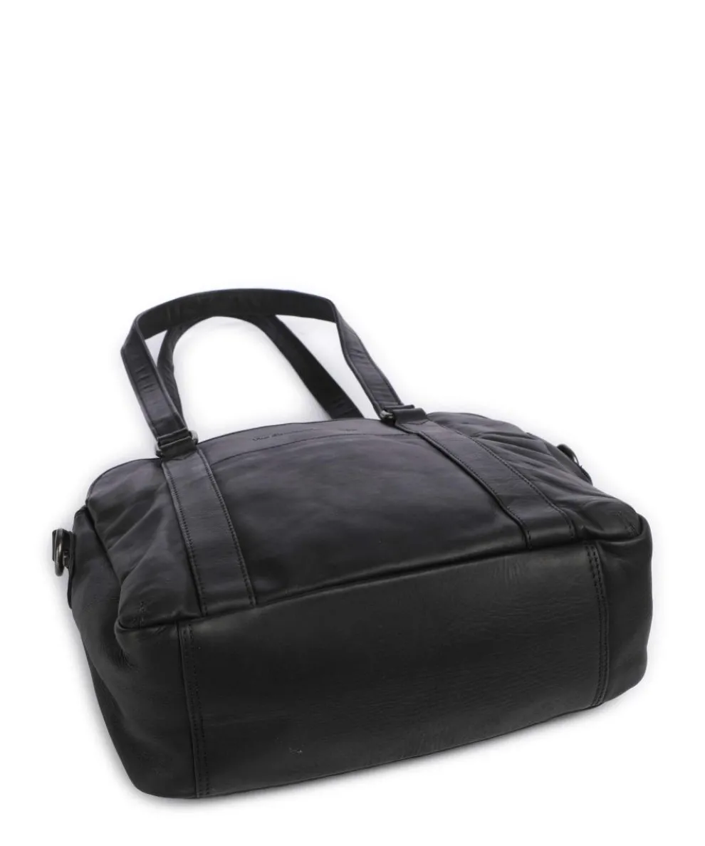 Cow Wax Pull Up Porlezza Schultertasche 10″ Pull-Up Rindsleder schwarz