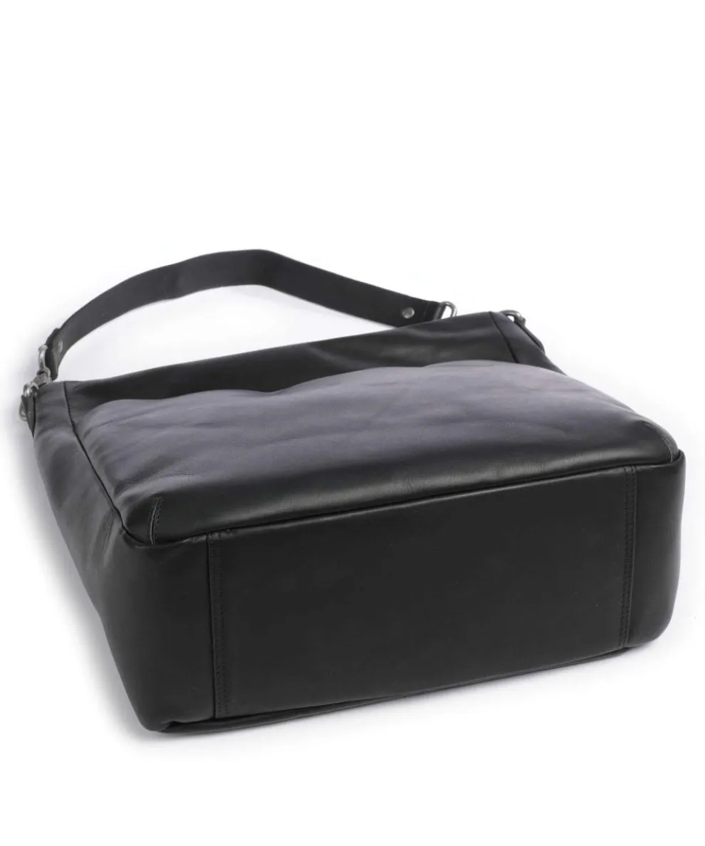 Cow Wax Pull Up Regina Beuteltasche fein genarbtes Leder schwarz