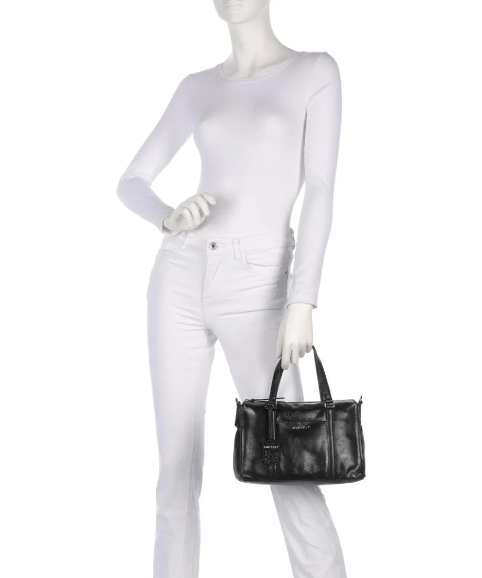 Creased Crystal Handtasche fein genarbtes Leder schwarz