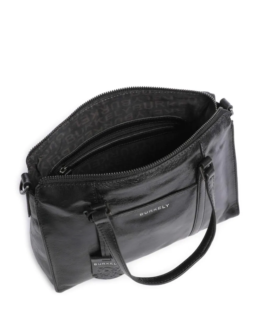 Creased Crystal Handtasche fein genarbtes Leder schwarz