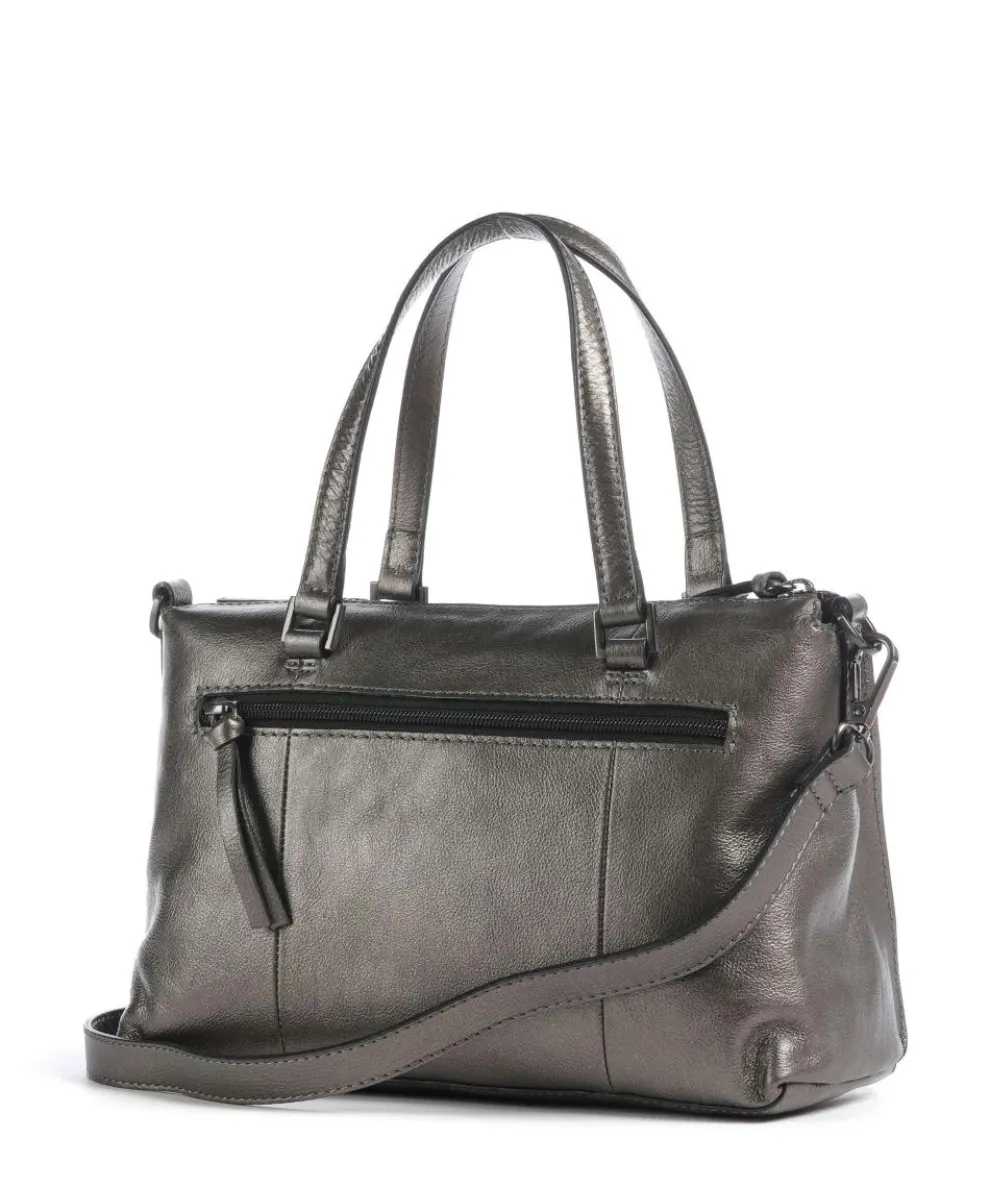 Creased Crystal Handtasche fein genarbtes Leder dunkelgrau