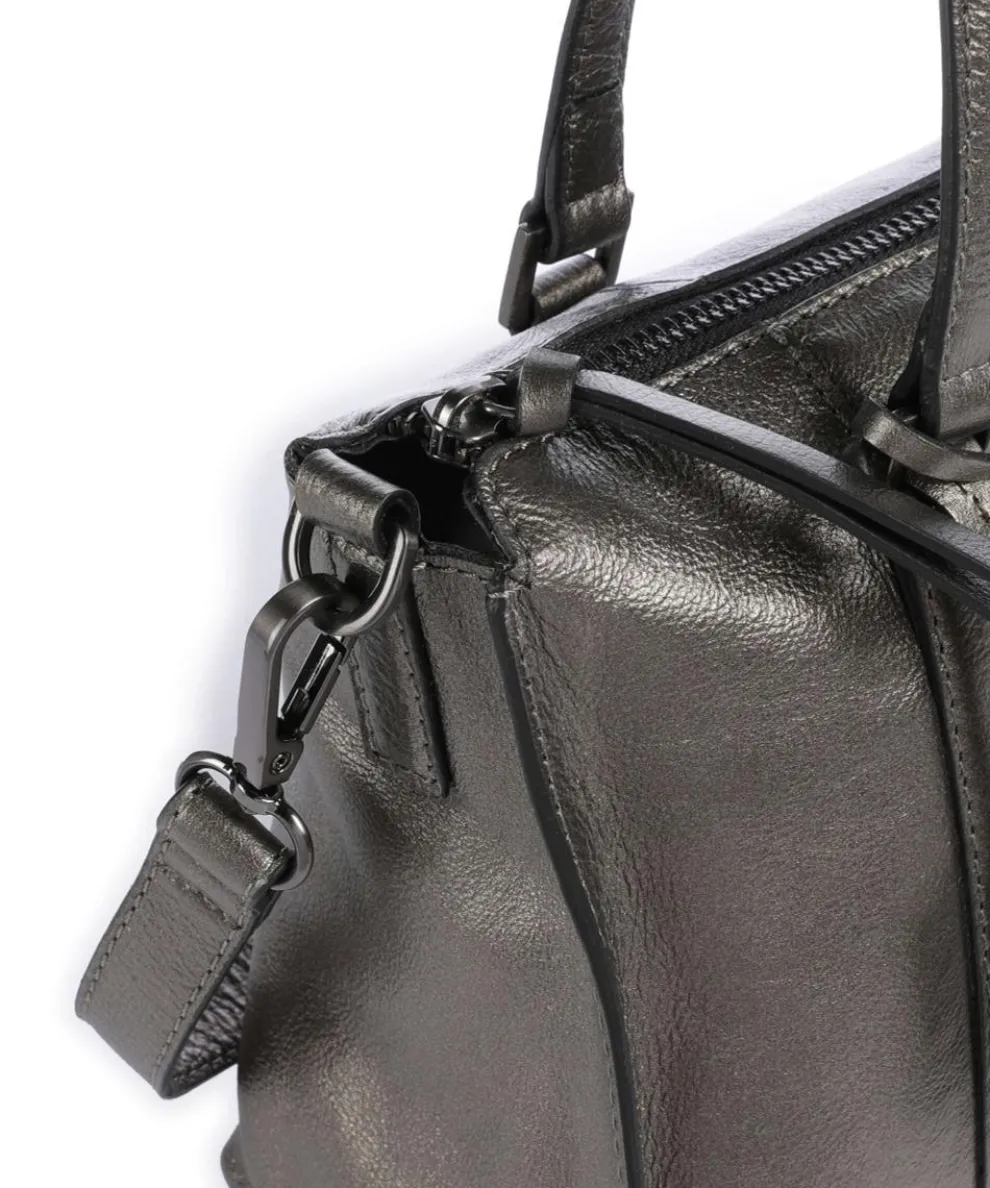 Creased Crystal Handtasche fein genarbtes Leder dunkelgrau