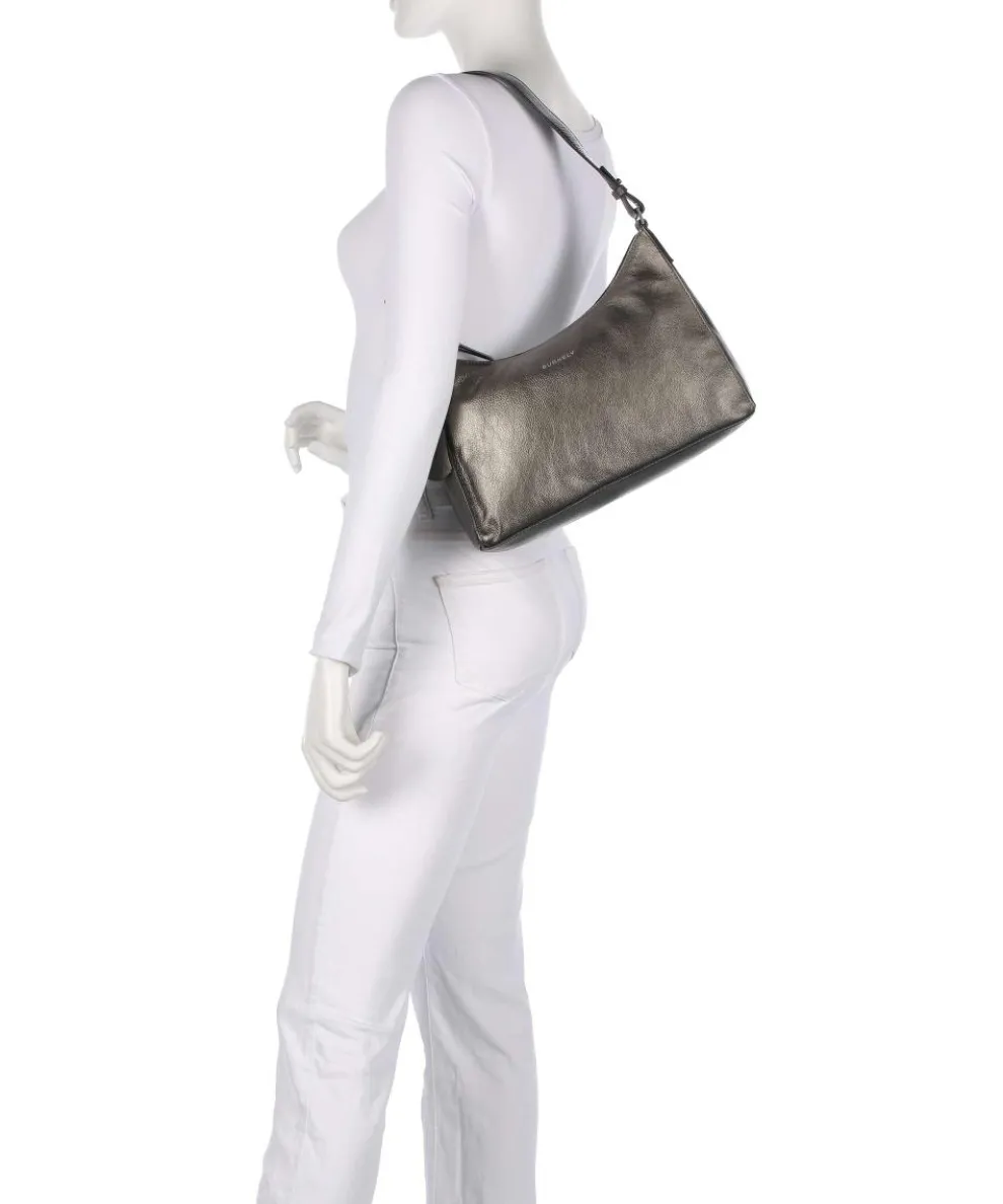 Creased Crystal Schultertasche genarbtes Leder dunkelgrau