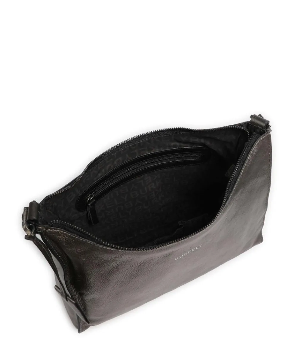 Creased Crystal Schultertasche genarbtes Leder dunkelgrau