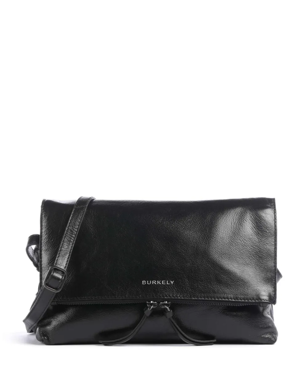 Creased Crystal Umhängetasche fein genarbtes Leder schwarz