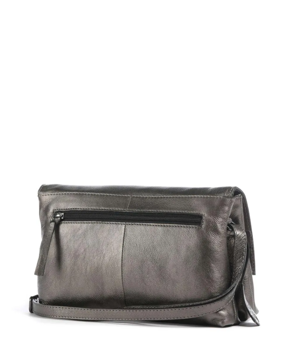 Creased Crystal Umhängetasche fein genarbtes Leder dunkelgrau