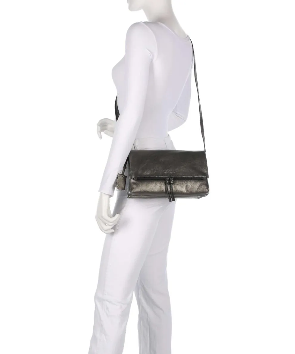 Creased Crystal Umhängetasche fein genarbtes Leder dunkelgrau