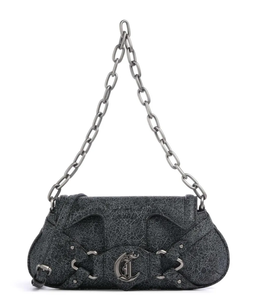 Crossed Laces Schultertasche Lederimitat schwarz