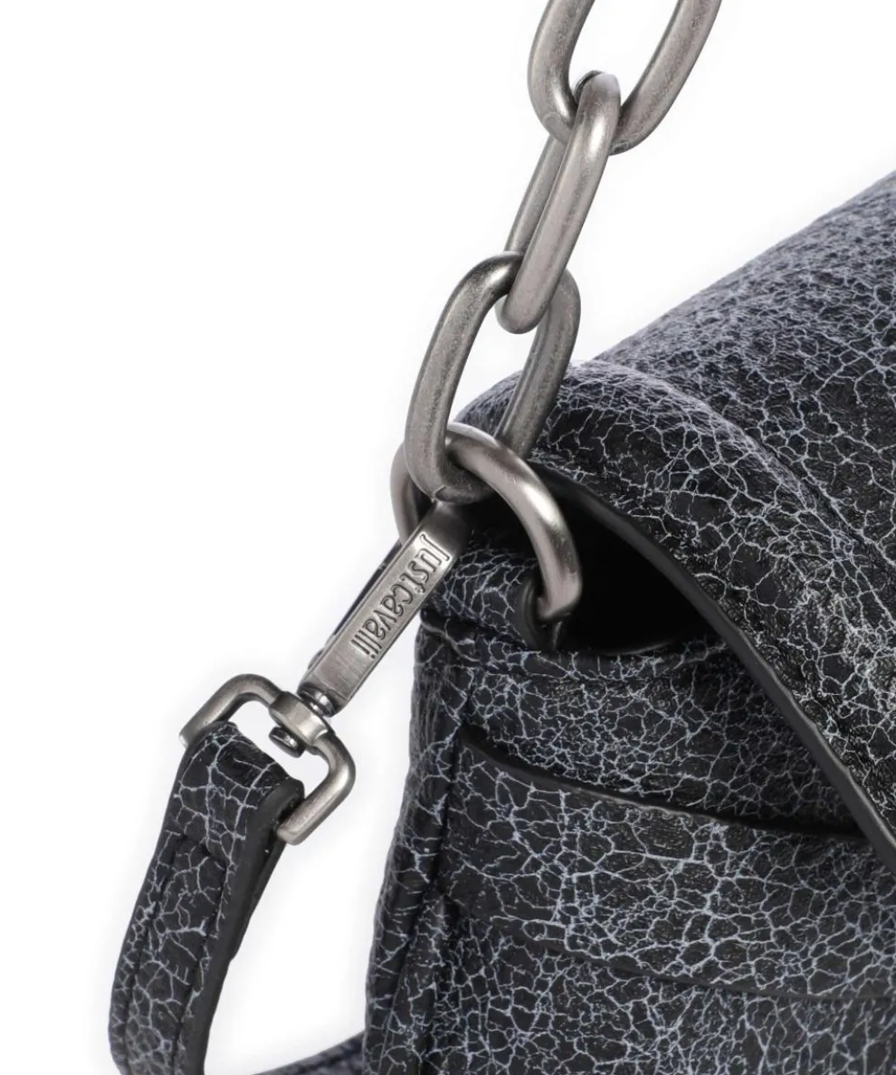 Crossed Laces Schultertasche Lederimitat schwarz