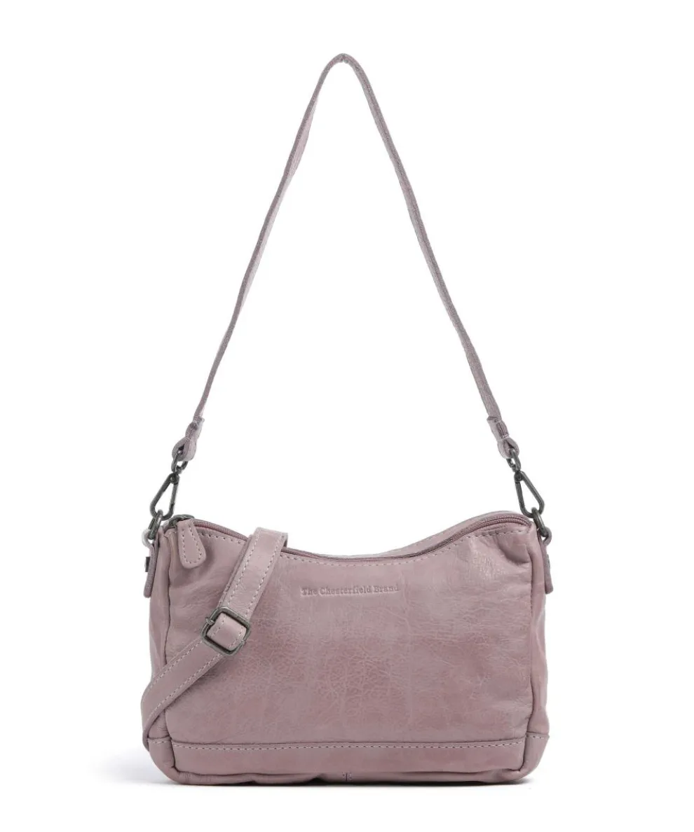 Washed Waxed Cow Irving Schultertasche genarbtes Rindsleder lavendel