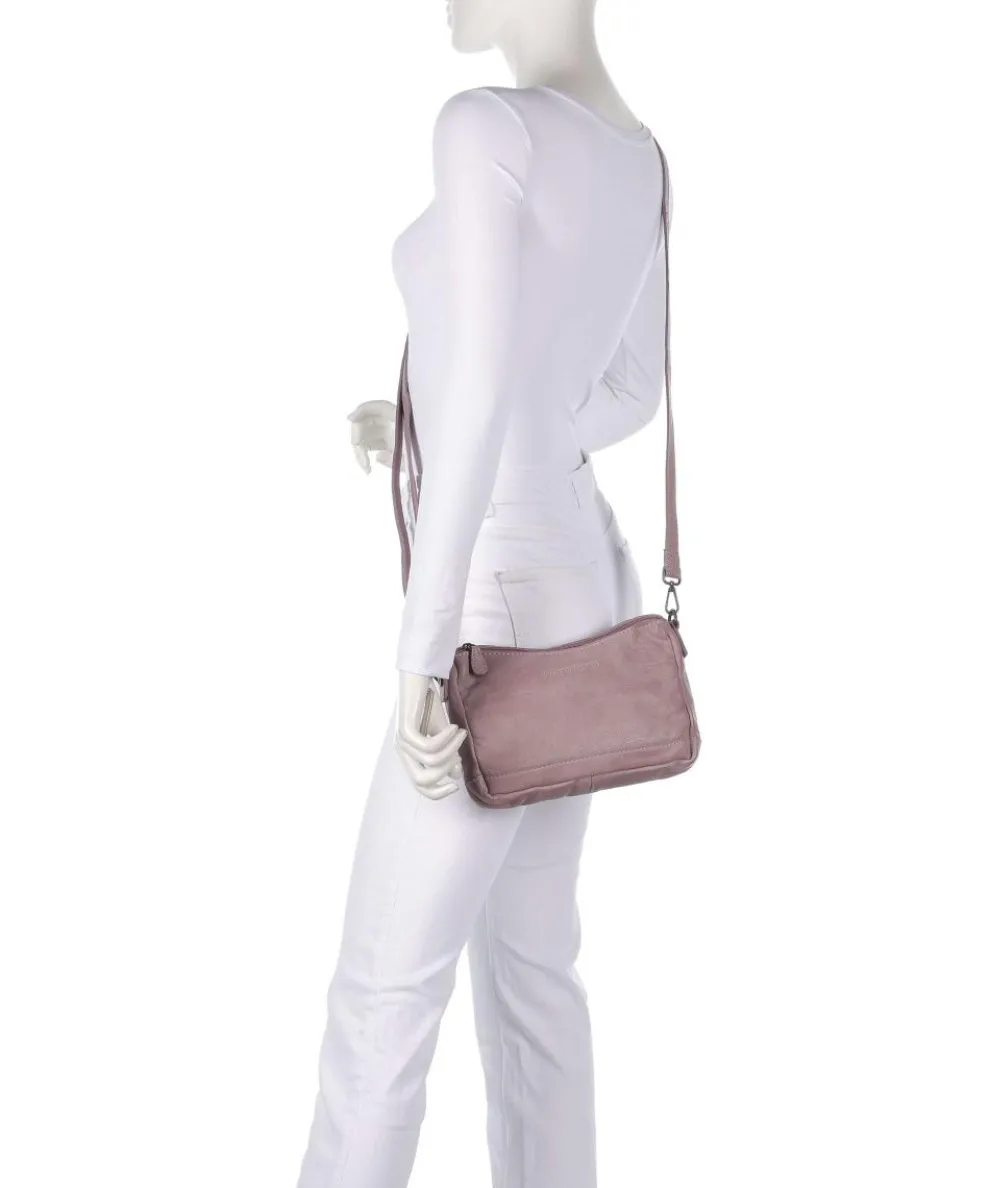 Washed Waxed Cow Irving Schultertasche genarbtes Rindsleder lavendel