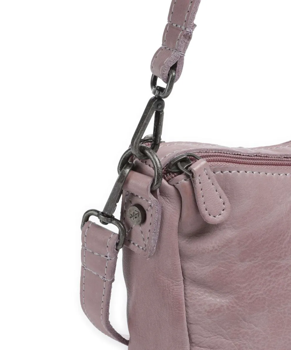 Washed Waxed Cow Irving Schultertasche genarbtes Rindsleder lavendel