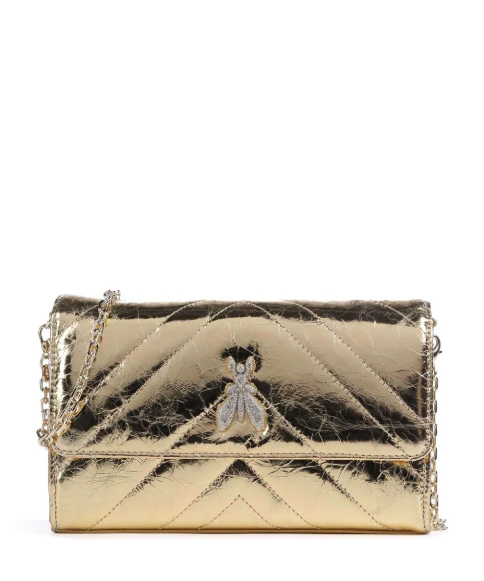 Fly Quilted Metallic Umhängetasche genarbtes Leder gold