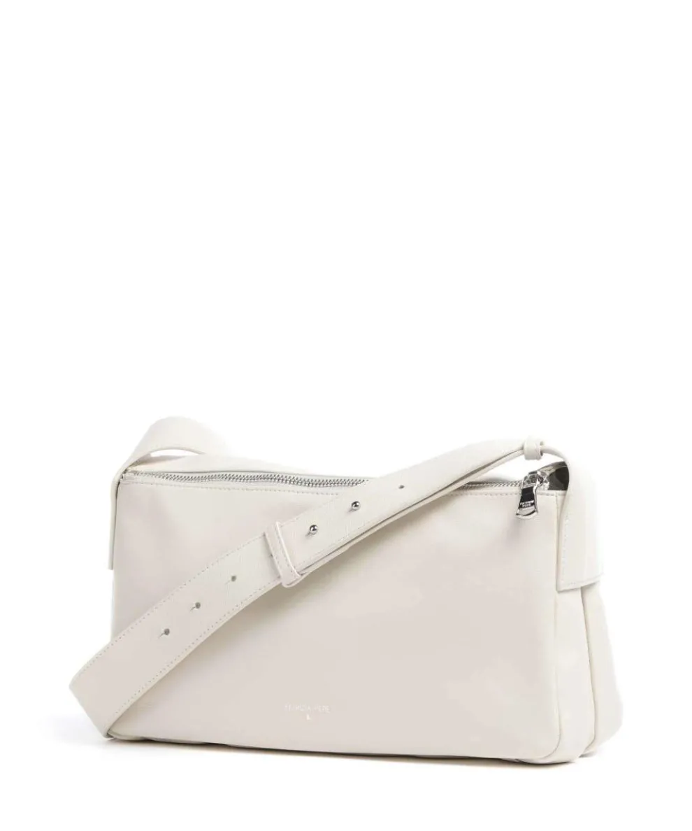 Reverse Umhängetasche fein genarbtes Leder elfenbein