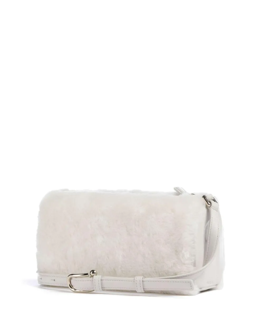 Dalia L Umhängetasche Textil, genarbtes Leder weiß