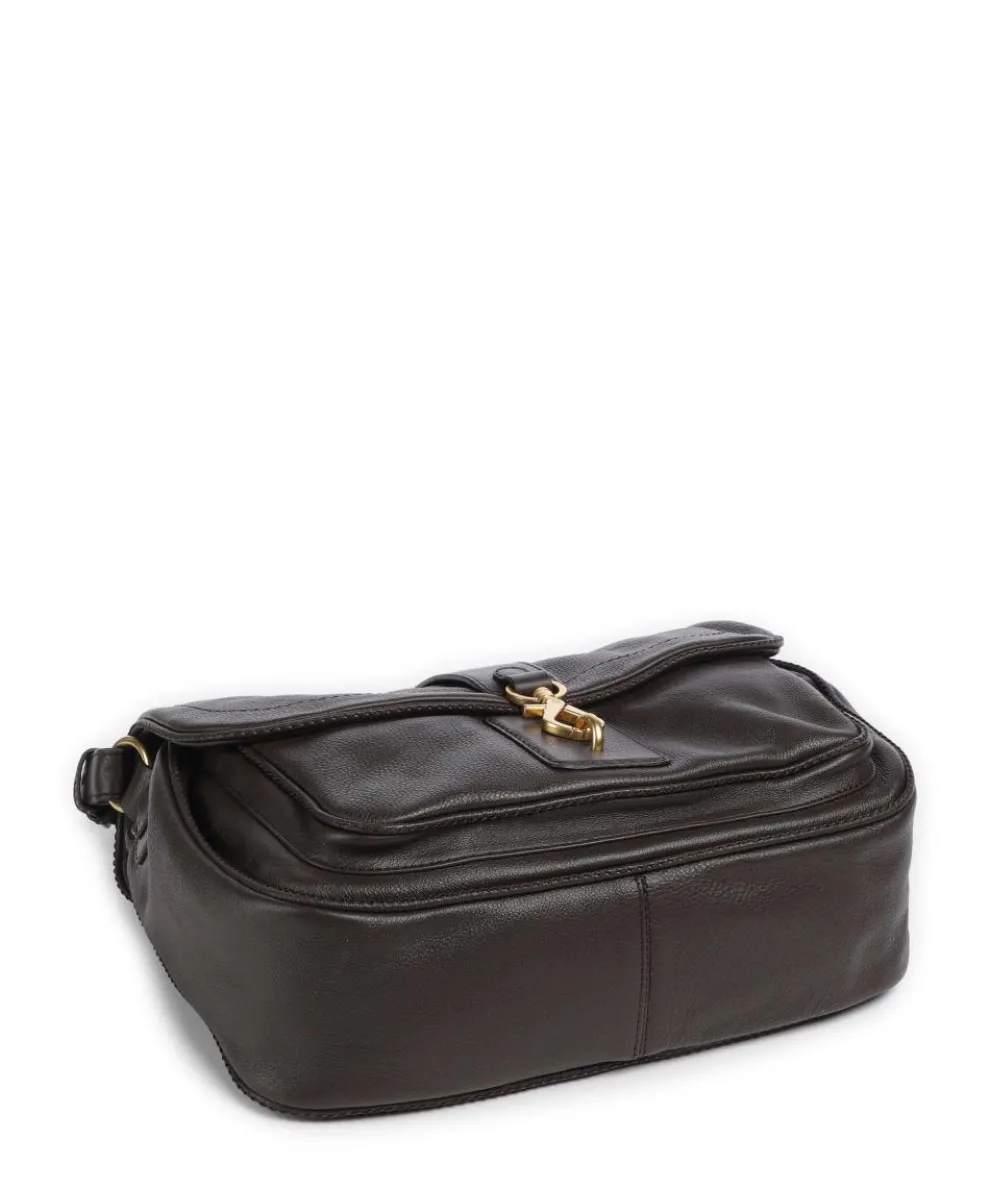 Dalia Star Saddle Beuteltasche genarbtes Leder dunkelbraun