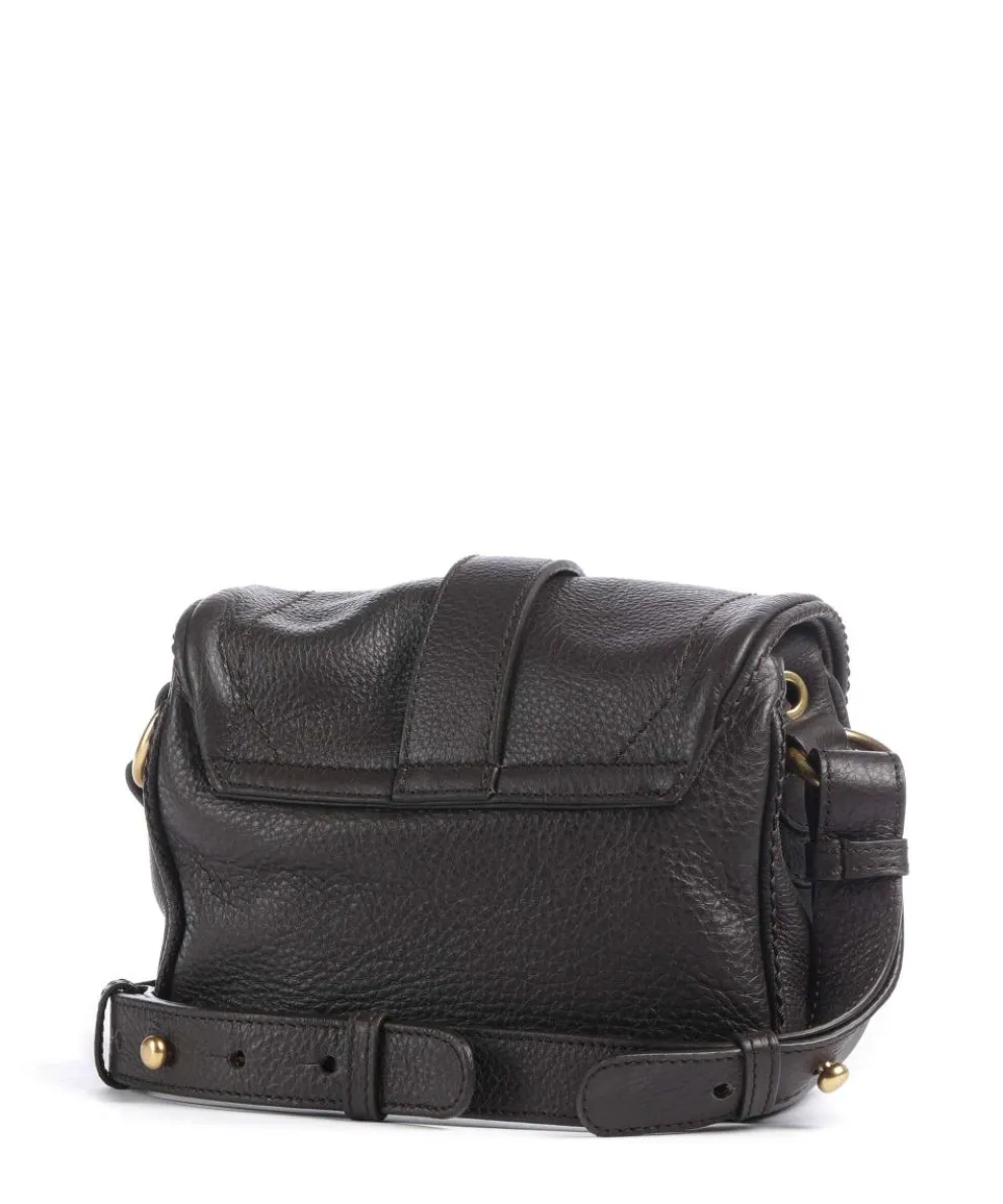 Dalia Star Saddle Umhängetasche genarbtes Leder dunkelbraun