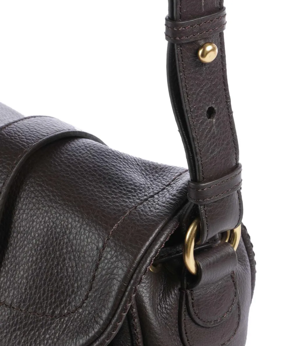 Dalia Star Saddle Umhängetasche genarbtes Leder dunkelbraun