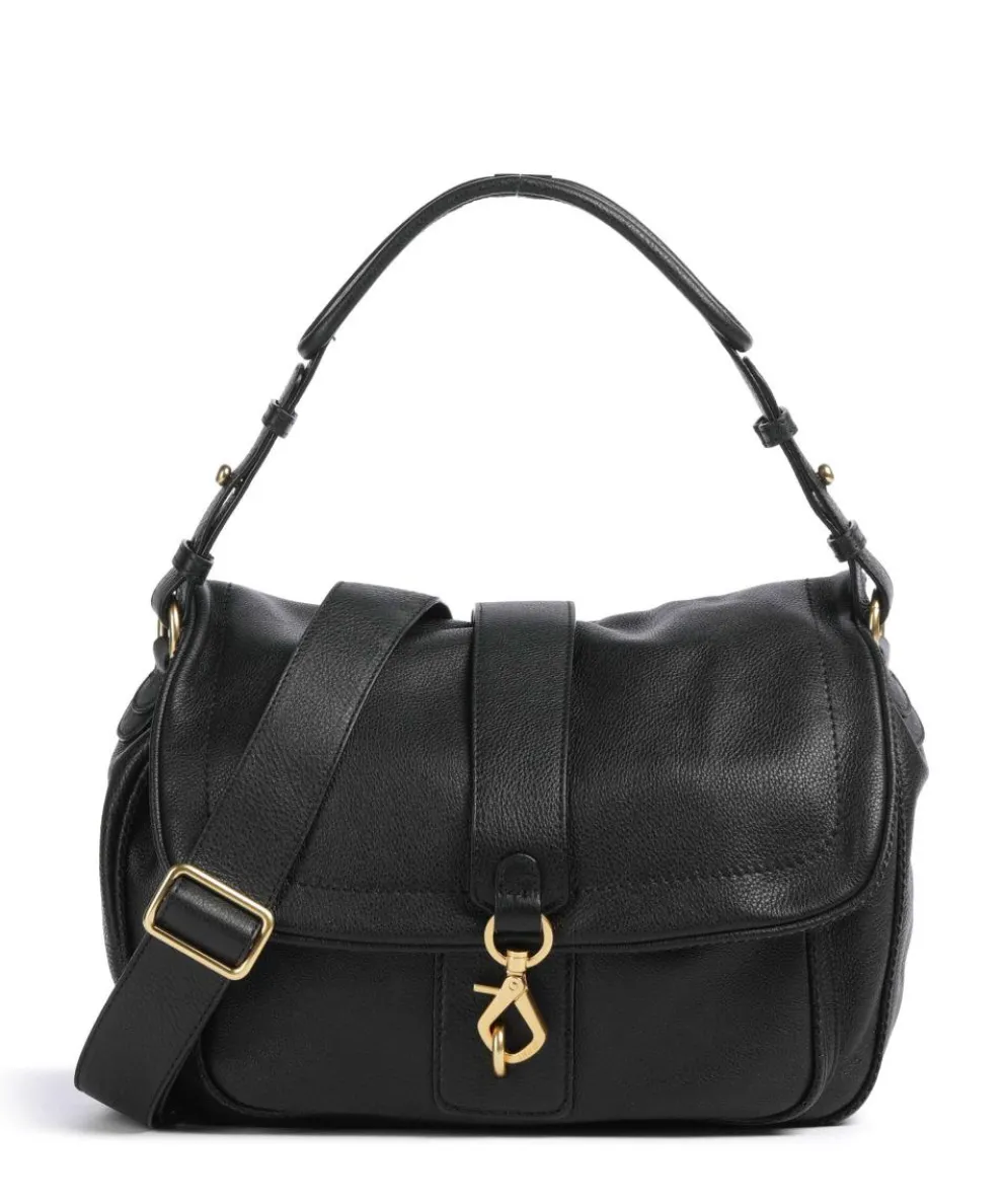 Dalia Star Saddle Beuteltasche genarbtes Leder schwarz