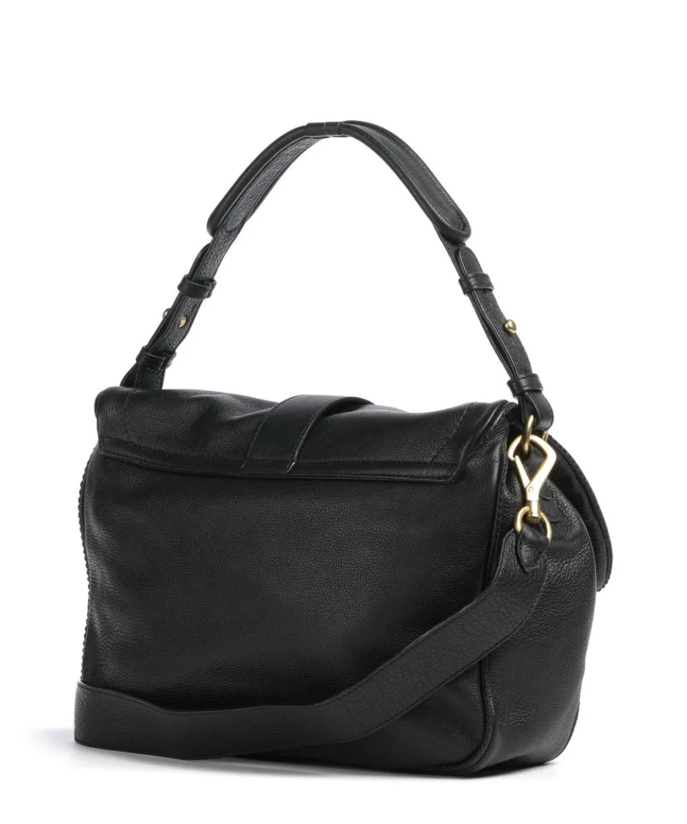 Dalia Star Saddle Beuteltasche genarbtes Leder schwarz