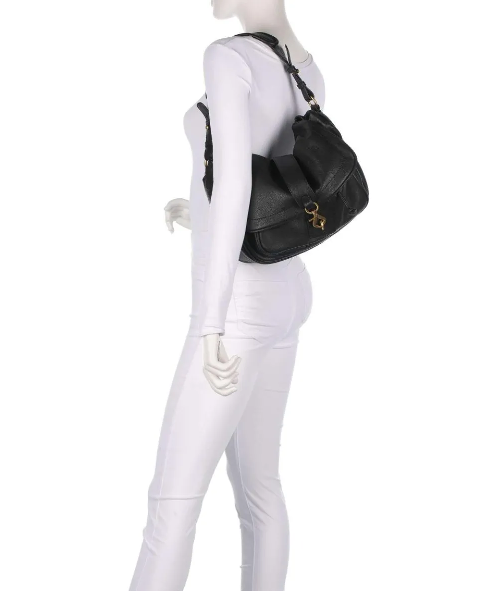 Dalia Star Saddle Beuteltasche genarbtes Leder schwarz