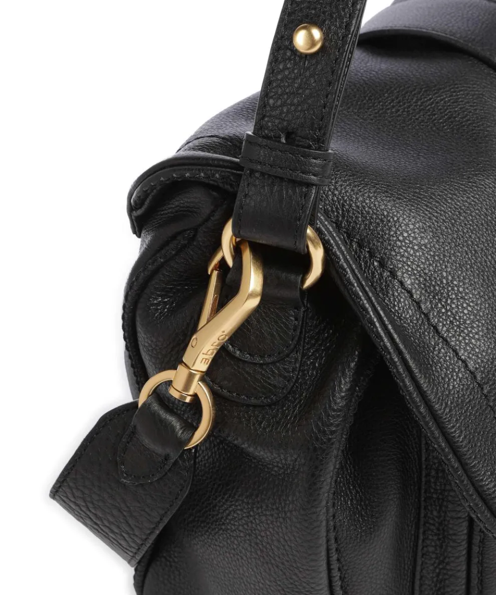 Dalia Star Saddle Beuteltasche genarbtes Leder schwarz